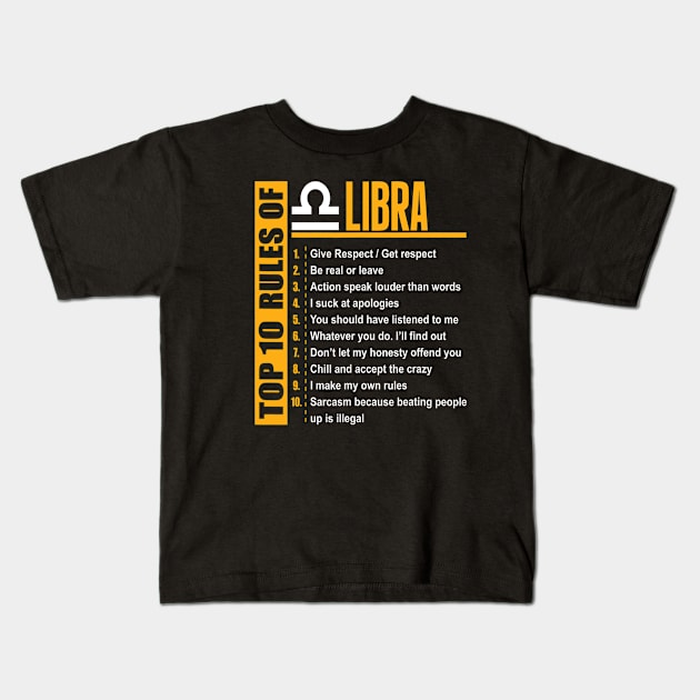 Top 10 Rules Of Libra Kids T-Shirt by little.tunny